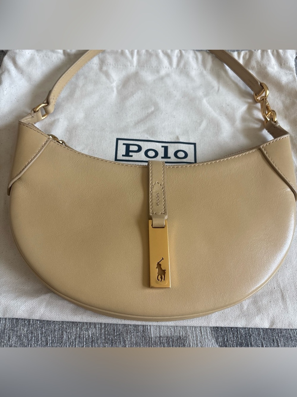 Ralph Lauren Polo ID calfskin leather Bag authentic Cashmere - Picture 2 of 5